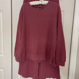 Torrid Sleep Lounge Set Mauve/Rose Top & Wide Leg Bottoms Size 1X